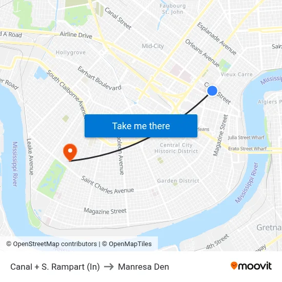 Canal + S. Rampart (In) to Manresa Den map
