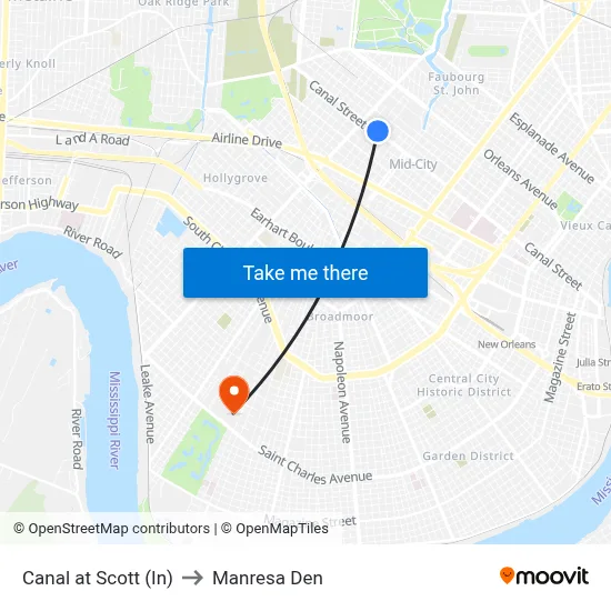 Canal at Scott (In) to Manresa Den map