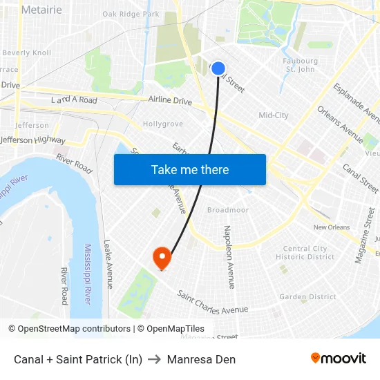 Canal + Saint Patrick (In) to Manresa Den map