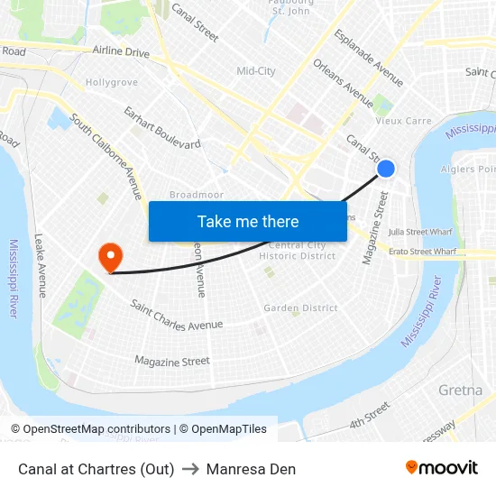 Canal at Chartres (Out) to Manresa Den map