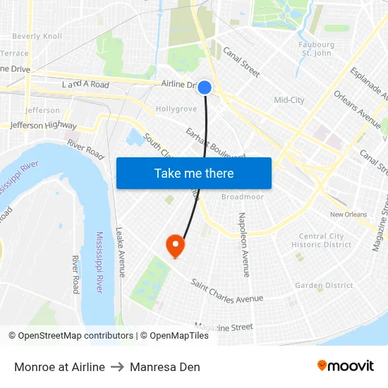 Monroe at Airline to Manresa Den map