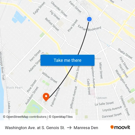 Washington Ave. at S. Genois St. to Manresa Den map