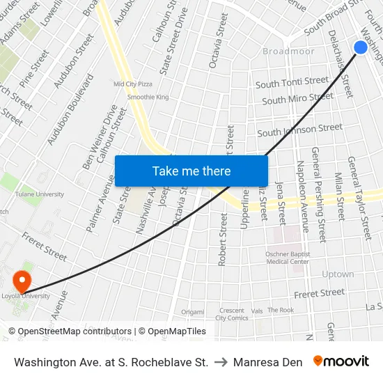 Washington Ave. at S. Rocheblave St. to Manresa Den map