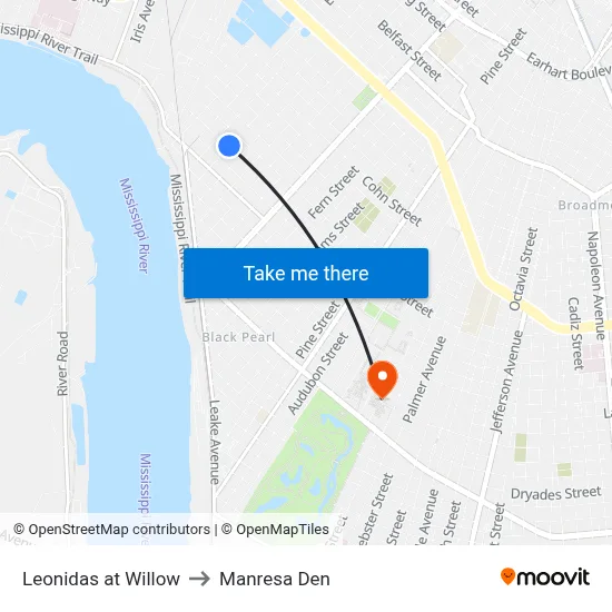 Leonidas at Willow to Manresa Den map