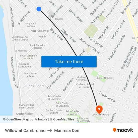 Willow at Cambronne to Manresa Den map