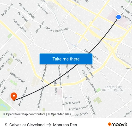 S. Galvez at Cleveland to Manresa Den map