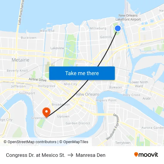 Congress Dr. at Mexico St. to Manresa Den map