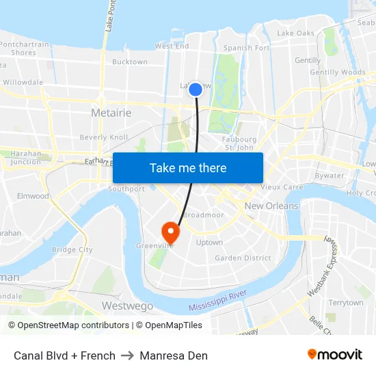 Canal Blvd + French to Manresa Den map