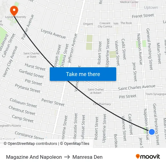 Magazine And Napoleon to Manresa Den map