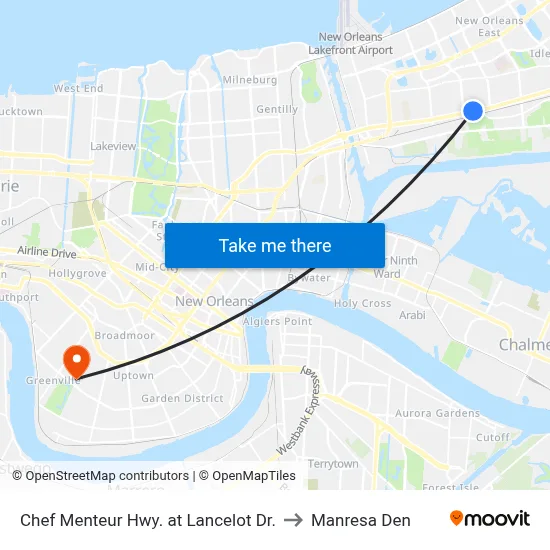 Chef Menteur Hwy. at Lancelot Dr. to Manresa Den map