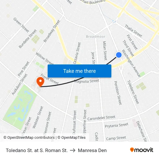 Toledano St. at S. Roman St. to Manresa Den map