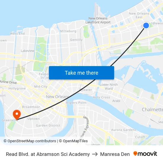 Read Blvd. at Abramson Sci Academy to Manresa Den map