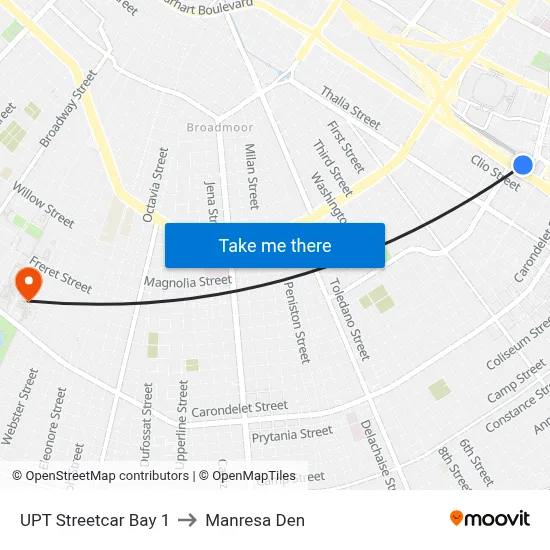 UPT Streetcar Bay 1 to Manresa Den map