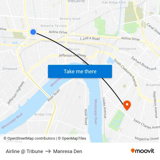 Airline @ Tribune to Manresa Den map