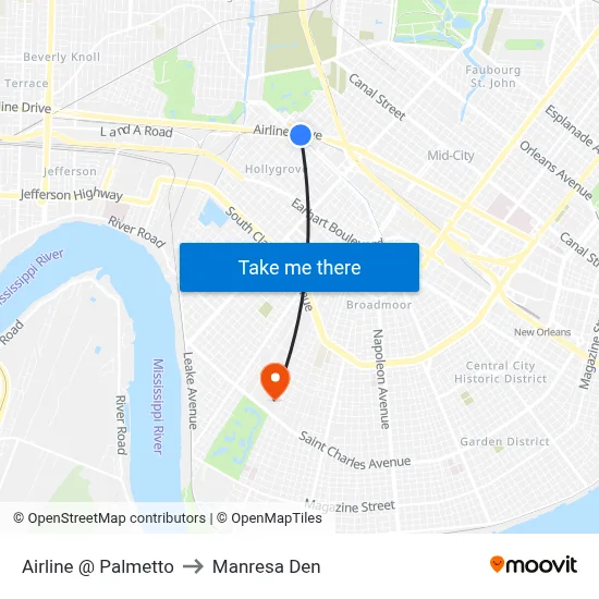 Airline @ Palmetto to Manresa Den map