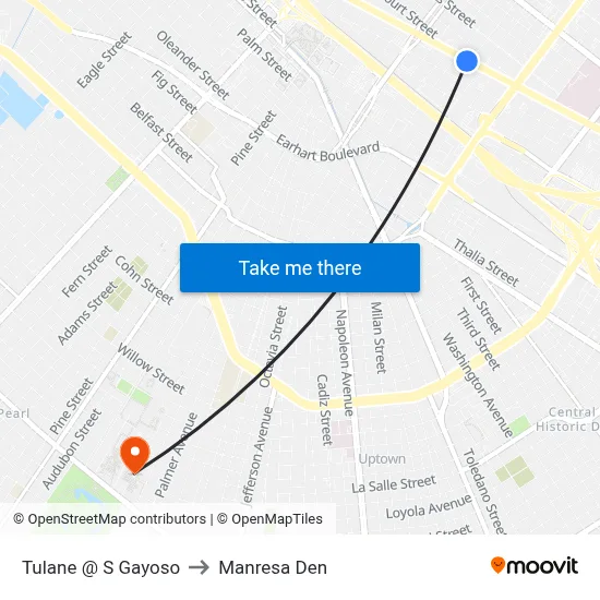 Tulane @ S Gayoso to Manresa Den map