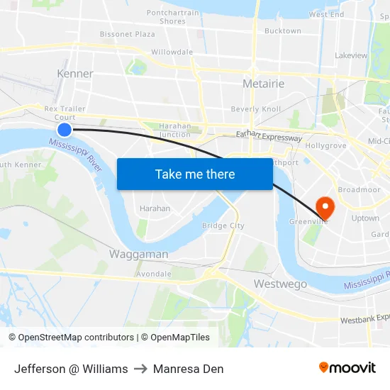Jefferson @ Williams to Manresa Den map