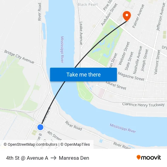 4th St @ Avenue A to Manresa Den map