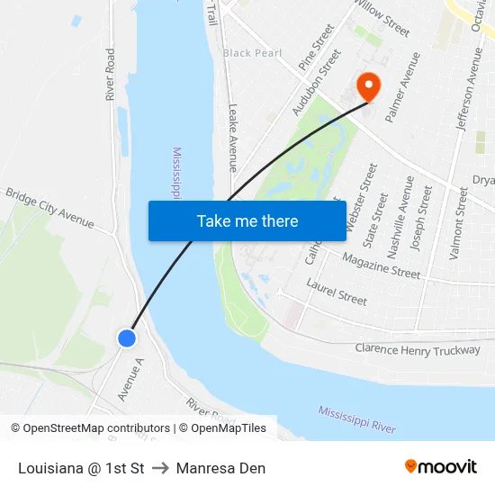 Louisiana @ 1st St to Manresa Den map