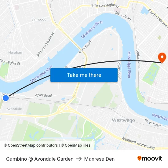 Gambino @ Avondale Garden to Manresa Den map