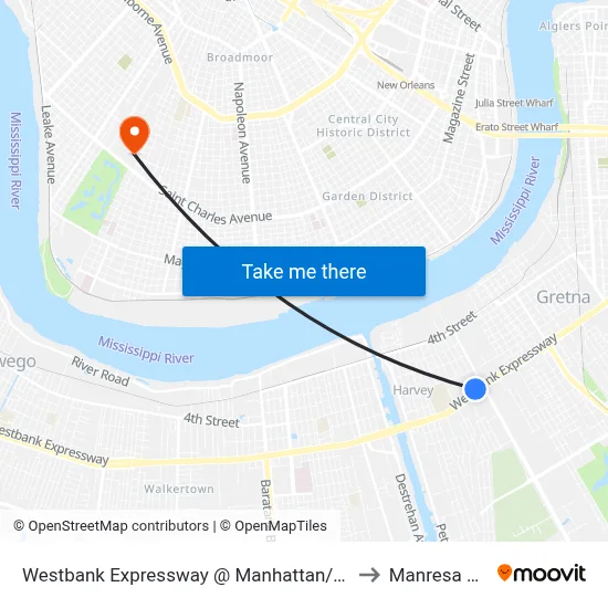 Westbank Expressway @ Manhattan/Maple to Manresa Den map