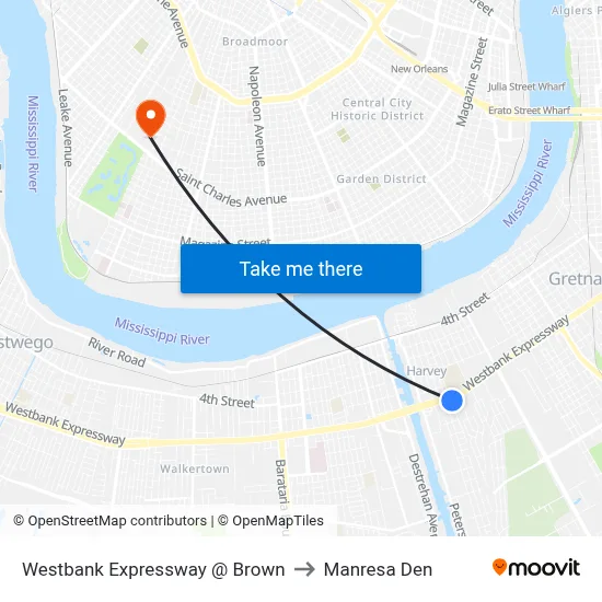 Westbank Expressway @ Brown to Manresa Den map