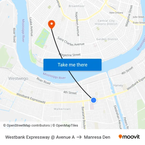 Westbank Expressway @ Avenue A to Manresa Den map