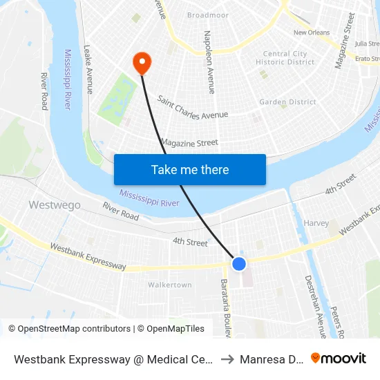 Westbank Expressway @ Medical Center to Manresa Den map