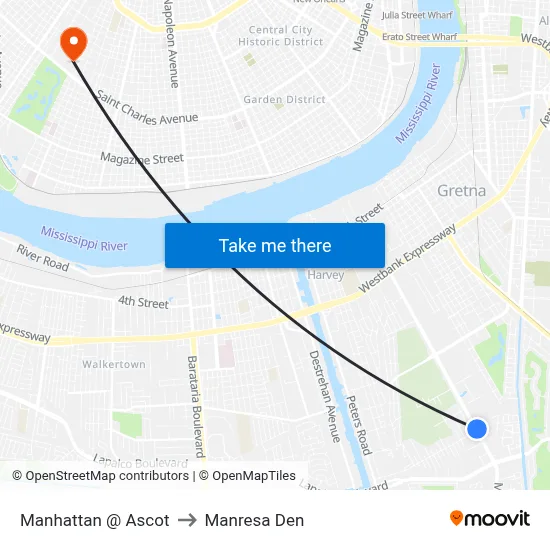 Manhattan @ Ascot to Manresa Den map