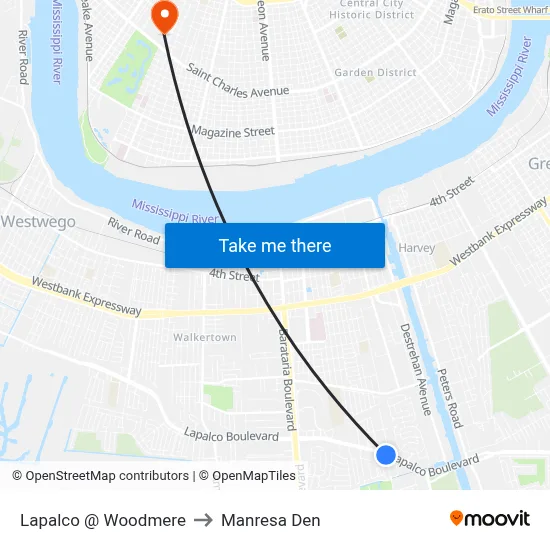 Lapalco @ Woodmere to Manresa Den map