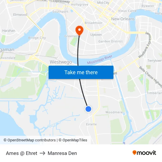 Ames @ Ehret to Manresa Den map