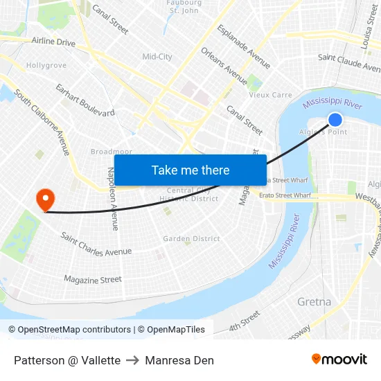 Patterson @ Vallette to Manresa Den map