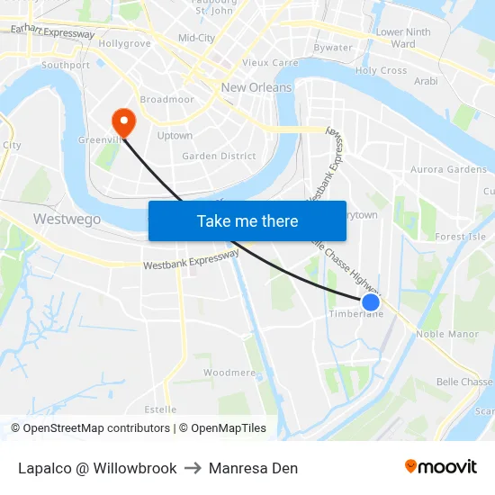 Lapalco @ Willowbrook to Manresa Den map