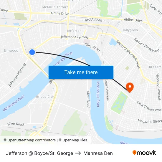Jefferson @ Boyce/St. George to Manresa Den map