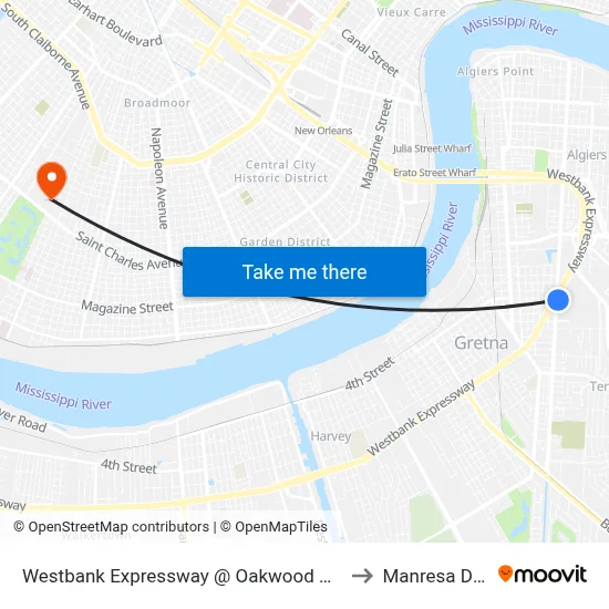 Westbank Expressway @ Oakwood Mall to Manresa Den map