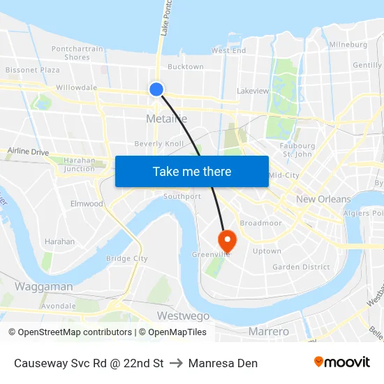 Causeway Svc Rd @ 22nd St to Manresa Den map
