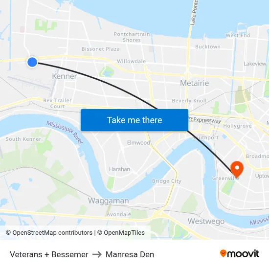Veterans + Bessemer to Manresa Den map