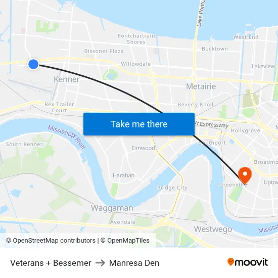 Veterans + Bessemer to Manresa Den map