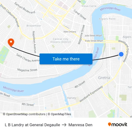 L B Landry at General Degaulle to Manresa Den map
