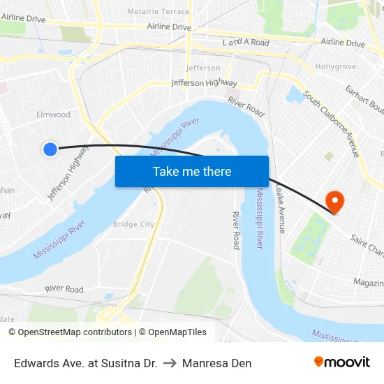 Edwards Ave. at Susitna Dr. to Manresa Den map