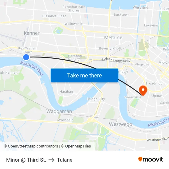 Minor @ Third St. to Tulane map