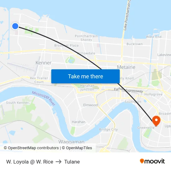 W. Loyola @ W. Rice to Tulane map