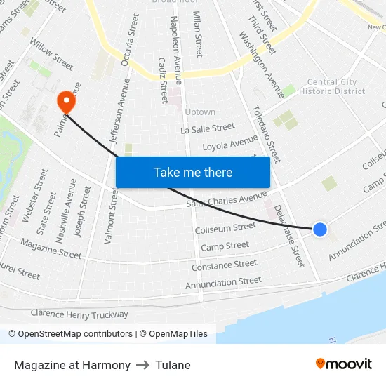 Magazine at Harmony to Tulane map