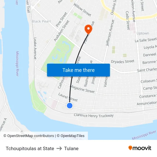 Tchoupitoulas at State to Tulane map