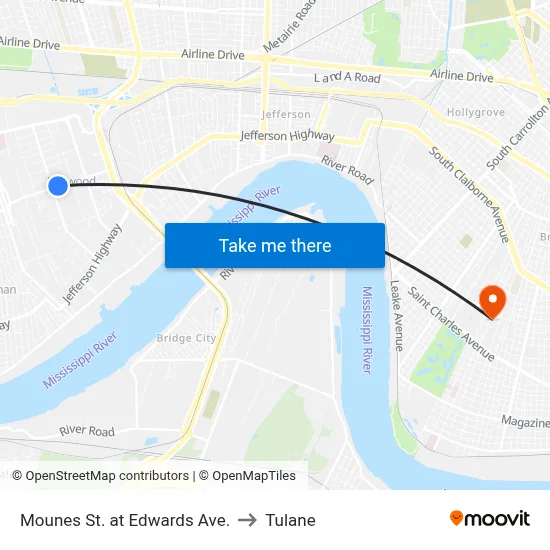 Mounes St. at Edwards Ave. to Tulane map