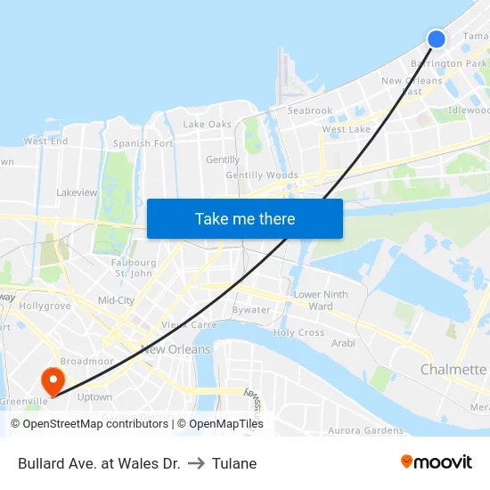 Bullard Ave. at Wales Dr. to Tulane map