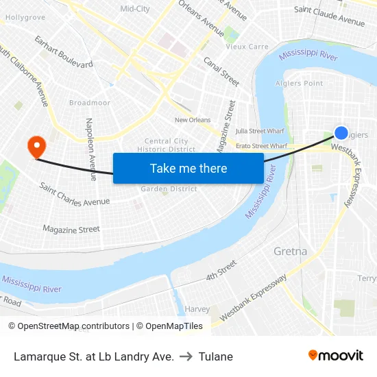 Lamarque St. at Lb Landry Ave. to Tulane map
