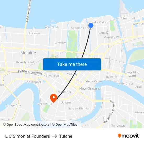 L C Simon at Founders to Tulane map