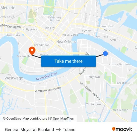 General Meyer at Richland to Tulane map
