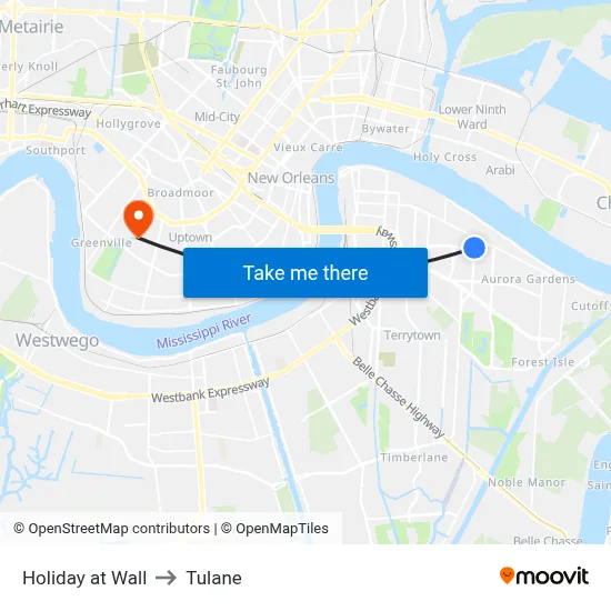 Holiday at Wall to Tulane map